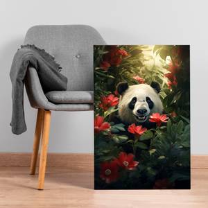 Leinwandbild Panda Flowers 70 x 105 cm