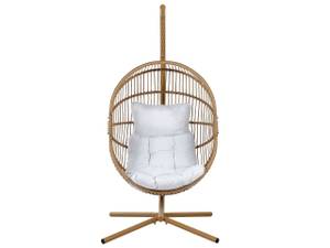 Hängesessel ACRI Beige - Weiß - Polyrattan - 98 x 197 x 120 cm