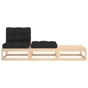 Garten-Lounge-Set (3-teilig) Schwarz - Holz