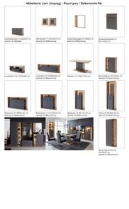 Garderobe Liam 201 (5-teilig) Grau - Holzwerkstoff - Holzart/Dekor - 258 x 199 x 37 cm