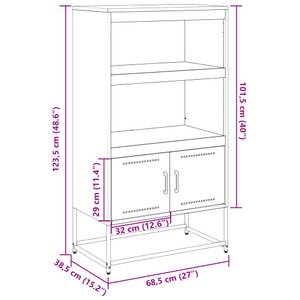 Highboard DE8287 Weiß - Metall - 39 x 107 x 69 cm