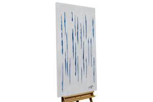 Tableau Memories of the Sea Bleu - Blanc - Bois massif - Textile - En partie en bois massif - 60 x 120 x 4 cm