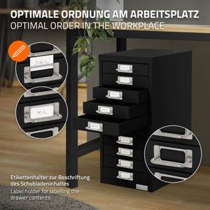 Aktenschrank mit 10 Schubladen Schwarz - Metall - 38 x 60 x 28 cm