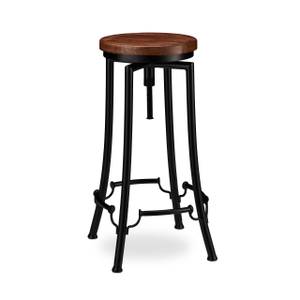 Tabouret de bar industriel Noir - Marron - Bois manufacturé - Métal - 34 x 68 x 34 cm