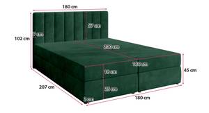 Boxspringbett DENVER Grün - Breite: 180 cm