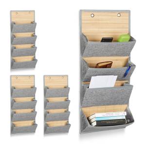 4 x Wandorganizer Bambus 4 Fächer 12 x 75 cm