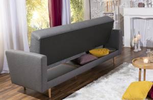 Jesper Sofa 3-Sitzer mit Bettfunktion Grau - Textil - Holz teilmassiv - 224 x 84 x 82 cm