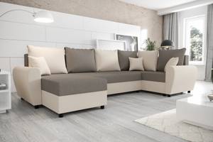 Ecksofa FION-LONG Grau - Weiß - Holzwerkstoff - 305 x 89 x 140 cm