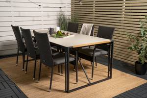 Gartenmöbel-Set Texas (7-teilig) Schwarz - Rattan - 100 x 73 x 200 cm