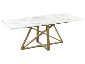 Table de salle à manger MAXIMUS Doré - Blanc - Bois manufacturé - 90 x 77 x 160 cm