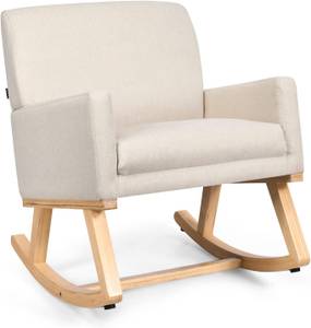 Schaukelsessel aus Massivholz Beige - Massivholz - 87 x 85 x 65 cm