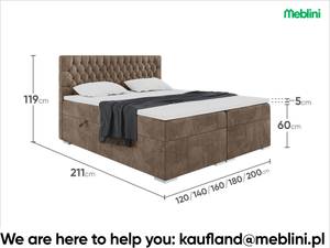 Boxspringbett Dalia Braun - Breite: 120 cm - H4