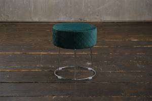 Tabouret DEMI velours pied argent Vert