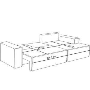 Rechts Ecksofa NAPI Braun - Armlehne beidseitig montierbar - Ecke davorstehend rechts - Ottomane davorstehend rechts