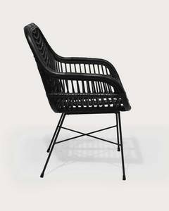 Myko -  Chaise en rotin Noir - Rotin - 64 x 88 x 64 cm