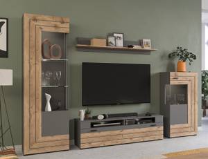 Regalsystem Freno Grau - Holz teilmassiv - 290 x 195 x 40 cm