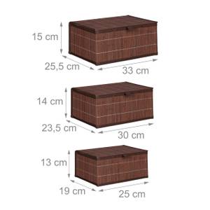 Lot de 3 paniers de rangement en bambou Marron foncé