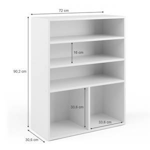 Bücherregal  34160 Weiß - Holzwerkstoff - 72 x 90 x 30 cm