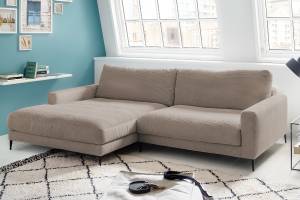 Ecksofa Canapé CARA Cordon Taupe - Angle à gauche (vu de face)