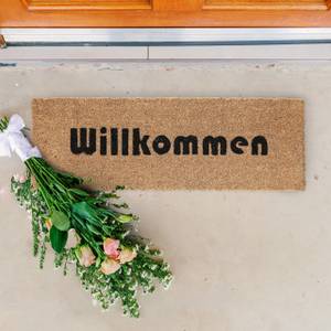 Kokos Fußmatte Willkommen schmal Schwarz - Braun - Naturfaser - Kunststoff - 75 x 2 x 25 cm