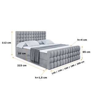 Boxspringbett VIONE-Z Grau - Breite: 200 cm - H4