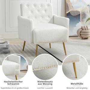 Fauteuil simple Asteria Ⅰ Blanc - Bois manufacturé - Métal - Bois massif - Textile - Bois/Imitation - 61 x 86 x 69 cm