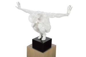 Skulptur Ausgeglichenheit Weiß - Kunststein - Kunststoff - 80 x 61 x 33 cm