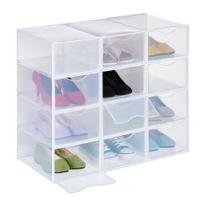 12er Pack Schuhboxen transparent Weiß - Kunststoff - 23 x 14 x 34 cm