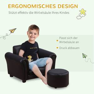 Kindersessel mit Fußhocker 310-008BK Schwarz - Massivholz - 42 x 41 x 54 cm