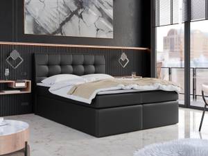 Boxspringbett mit Topper BELIZE Hochglanz Schwarz - Breite: 200 cm - H3