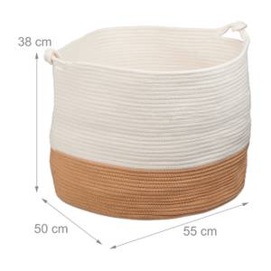 Panier de rangement en coton Marron - Blanc - Textile - 55 x 38 x 50 cm