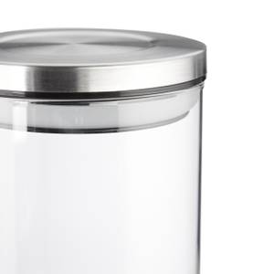 Pot en verre pour stockage jeu de 3;1,5L Argenté - Verre - Métal - Matière plastique - 10 x 24 x 10 cm