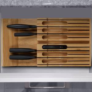 Range couteaux tiroir pour 12 couteaux Marron - Bambou - 44 x 5 x 23 cm