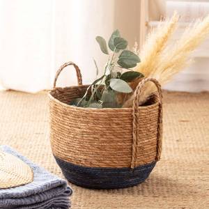 Set de 3 paniers Iria fibre naturelle Bleu - Fibres naturelles - 34 x 27 x 34 cm