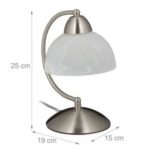 Tischlampe Touch Weißglas Silber - Weiß - Glas - Metall - Kunststoff - 15 x 25 x 19 cm