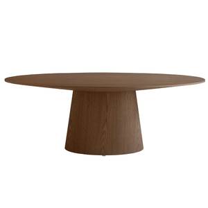 Table à manger ovale en bois de noyer Marron - Bois/Imitation - En partie en bois massif - 220 x 76 x 110 cm