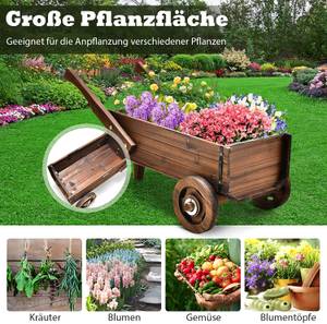 Blumenwagen Holz, Pflanzwagen Braun - Massivholz - 40 x 39 x 81 cm