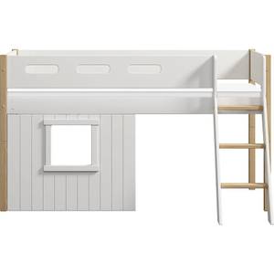 Lit mi-hauteur Nor Blanc - Bois manufacturé - 151 x 210 x 120 cm