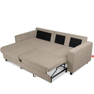 Ecksofa EGRET Beige - Armlehne beidseitig montierbar - Ecke davorstehend links - Ottomane davorstehend links