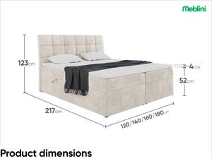 Boxspringbett Drago Creme - Breite: 180 cm - H4