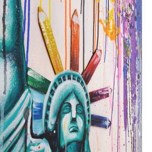 Tableau statue de la liberté peinte main Textile - 80 x 100 x 3 cm