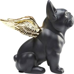 Deko Figur Sitting Angel Dog Schwarz - Keramik - Stein - 12 x 22 x 21 cm