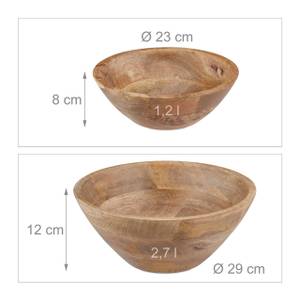 Salatschüssel 2er Set Mangoholz Braun - Holzwerkstoff - Kunststoff - 29 x 12 x 29 cm