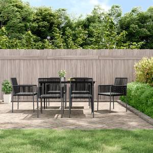 Gartenstuhl 3187092 (6er Set) Schwarz - Metall - Polyrattan - 54 x 83 x 60 cm