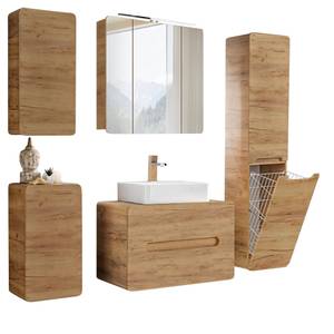 Badezimmermöbel Komplett Set Wotaneiche Braun - Holzwerkstoff - 180 x 200 x 46 cm