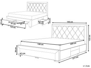 Doppelbett LIEVIN Beige - 3 Bettkästen - Mit Bettkasten