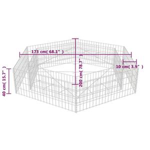 Gabionen-Hochbeet 173 x 40 x 200 cm