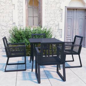 Garten-Essgruppe (5-teilig) 3012983-1 Schwarz - Polyrattan - 80 x 74 x 80 cm