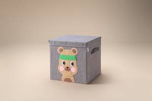 Lifeney Aufbewahrungsbox mit Deckel Bär Kunststoff - 35 x 33 x 4 cm