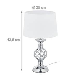 Tischlampe modern dimmbar Silber - Weiß - Metall - Kunststoff - Textil - 25 x 44 x 25 cm